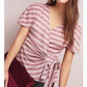 Eva Franco for Anthro sweetwater metallic pink blouse